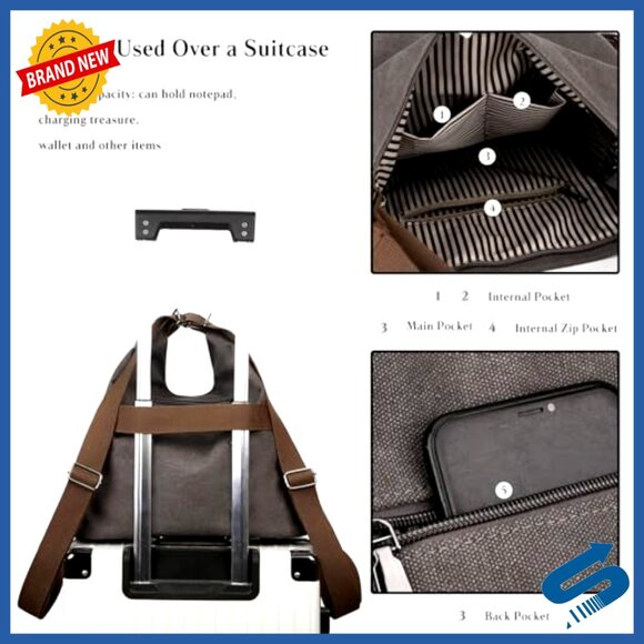 Canvas Backpack Tote Convertible Shoulder Bag Large Capacity Casual Daypack main image 5